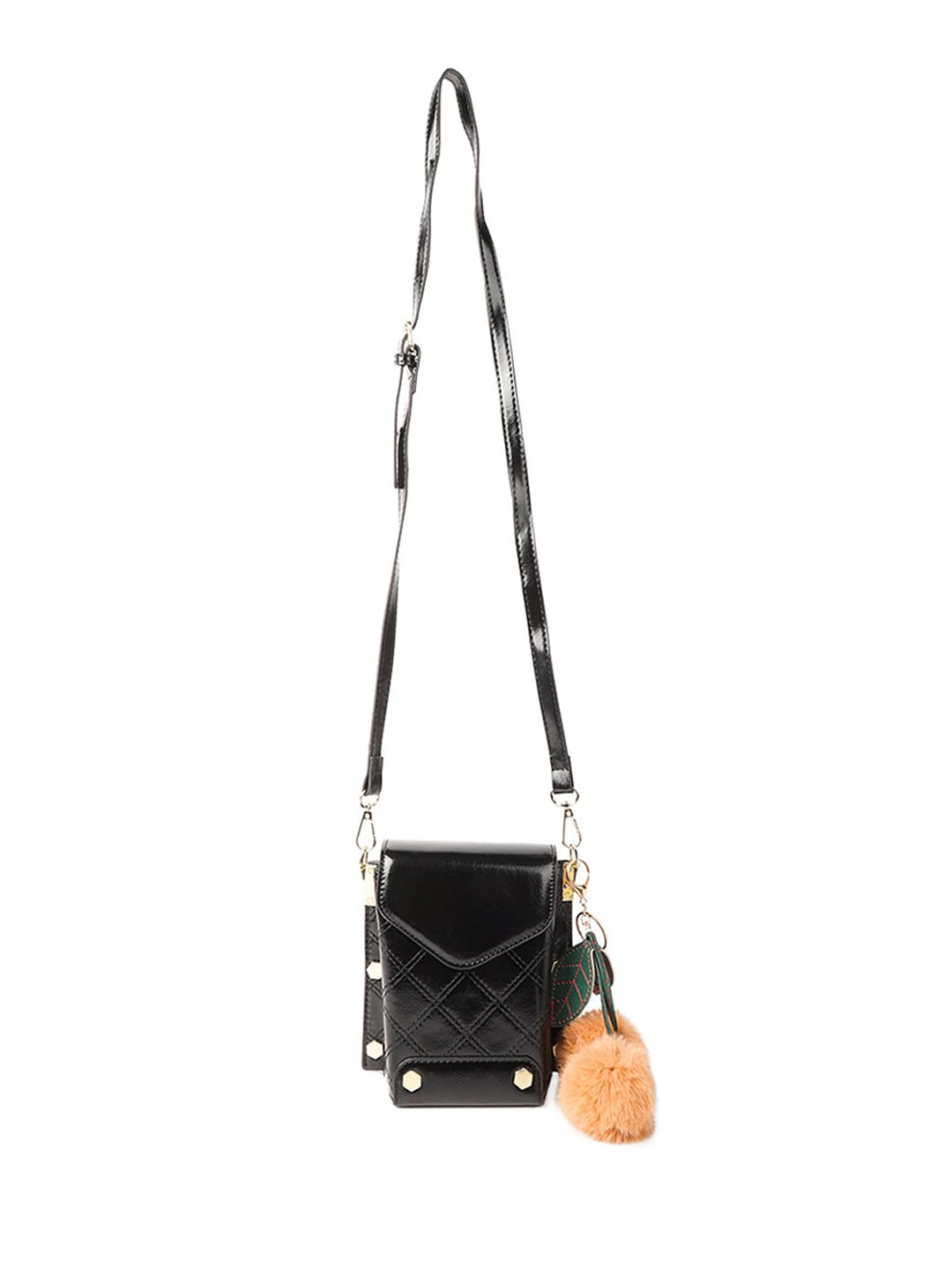 

London Rag Quilted Detailed Structured Sling Bag, Black