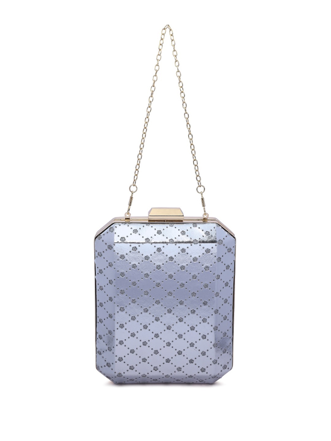 

London Rag Textured Box Clutch, Silver