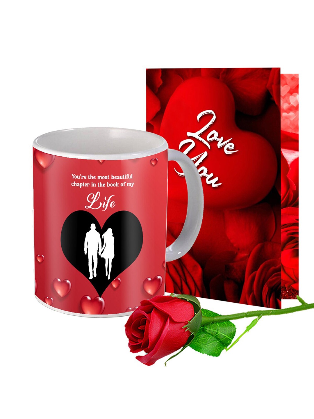 

Me & You Red & White 3 Pcs Printed Valentine Day Gift Set with Coffee Mug