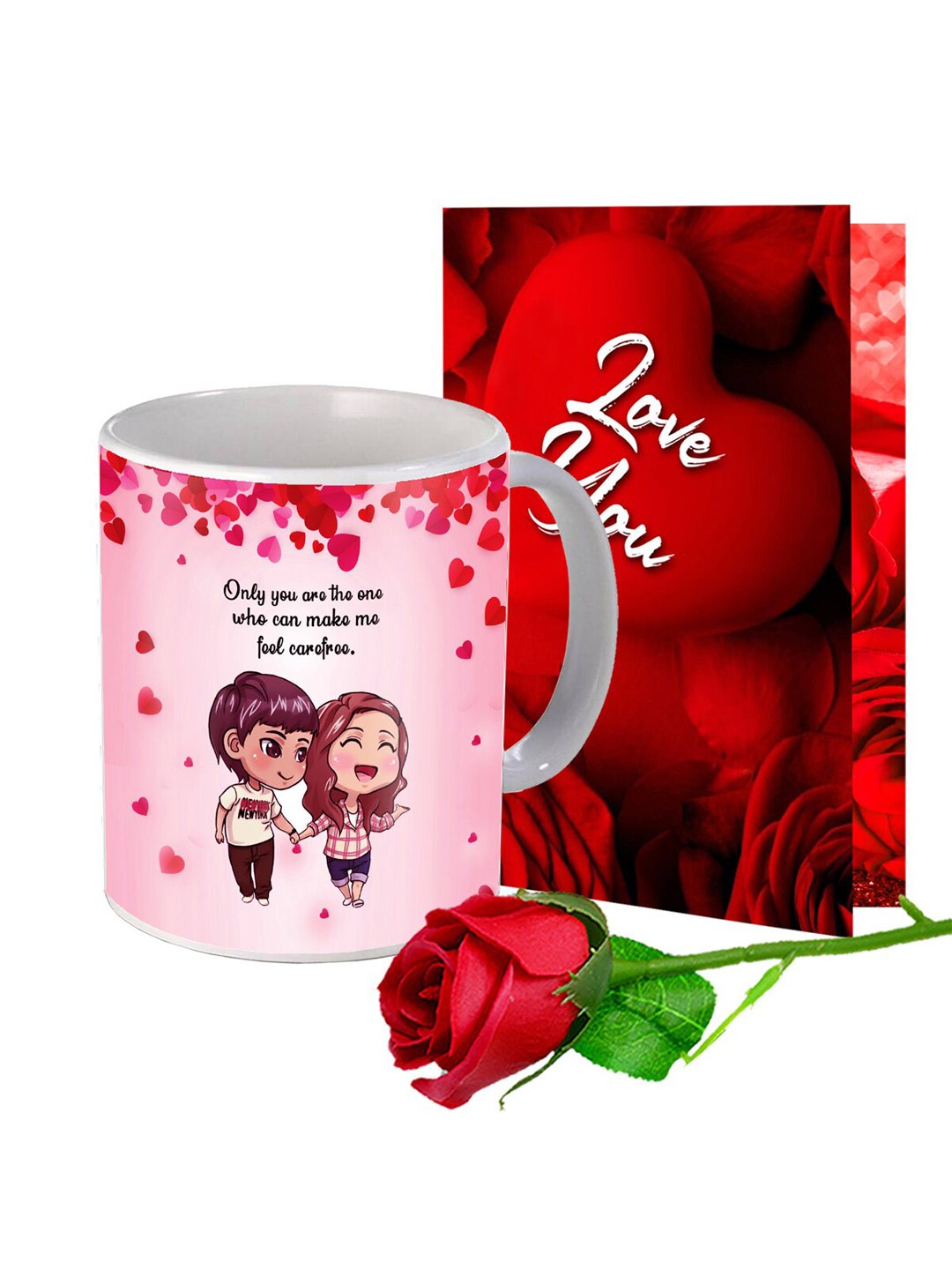 

Me & You Red & Pink 3 Pieces Valentine Day Printed Home Gift Set
