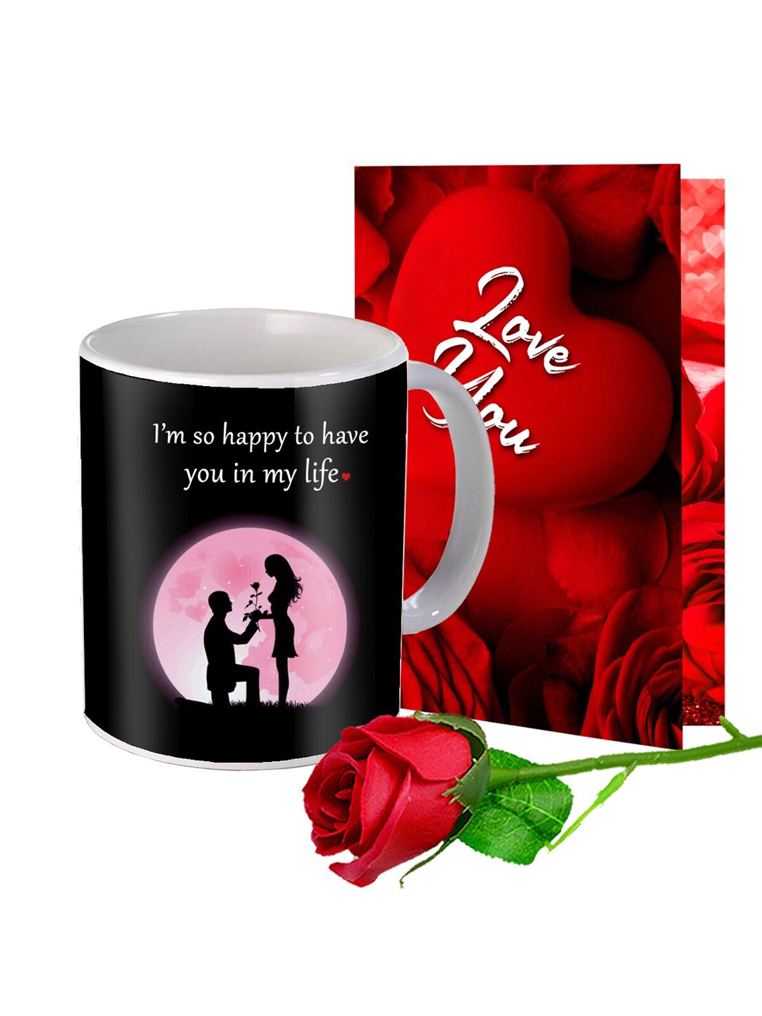 

Me & You Red & Black 3 Pieces Valentine Day Printed Home Gift Set