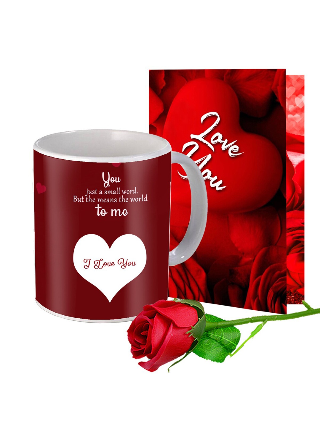 

Me & You Red 3 Pcs Printed Valentine Day Gift Set With Coffee Mug