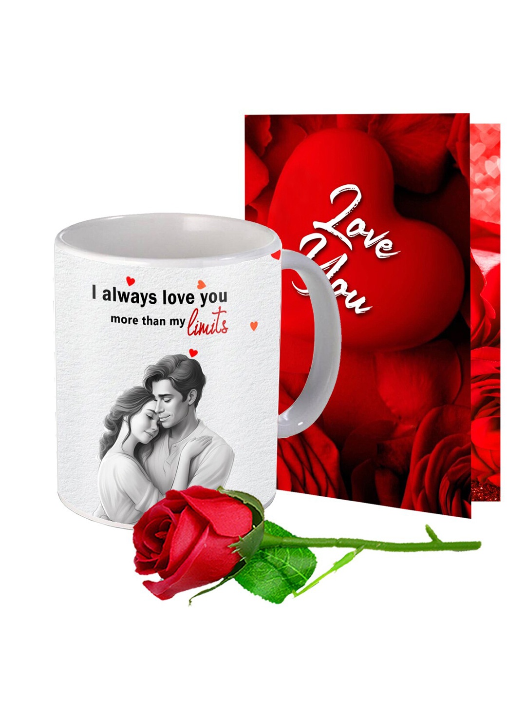 

Me & You Red & White 3 Pieces Valentine Day Printed Home Gift Set