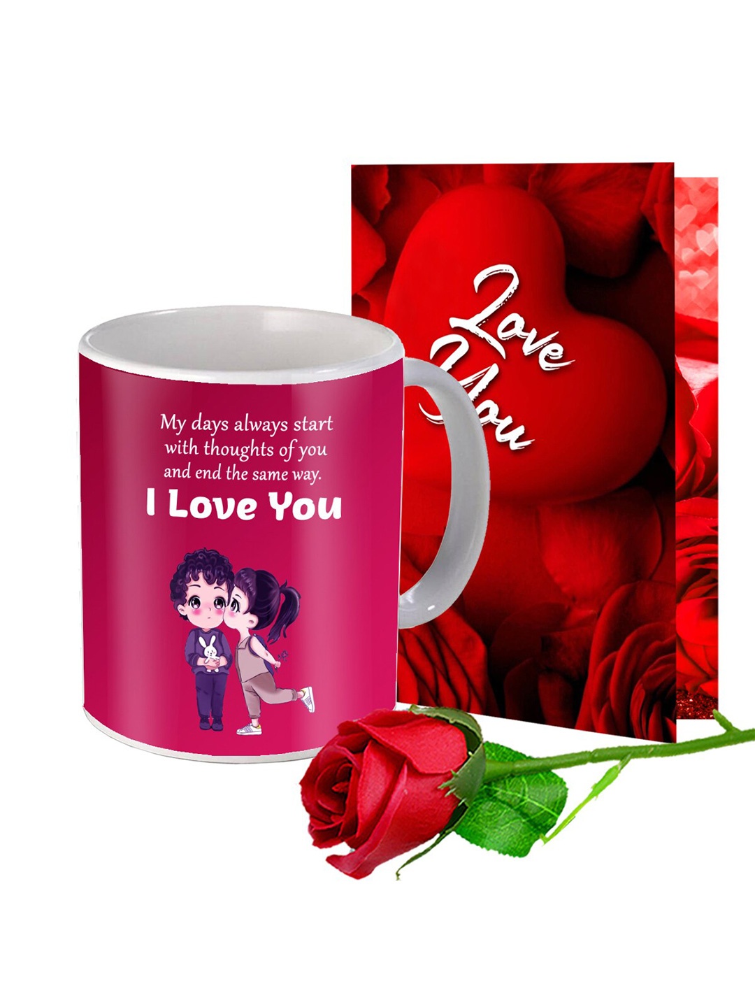 

Me & You Red & White 3 Pcs Printed Valentine Day Gift Set