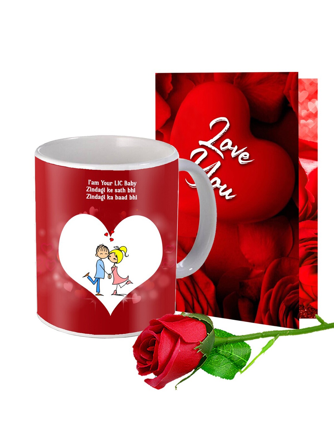 

Me & You Red& White 3 Pieces Valentine Day Printed Home Gift Set