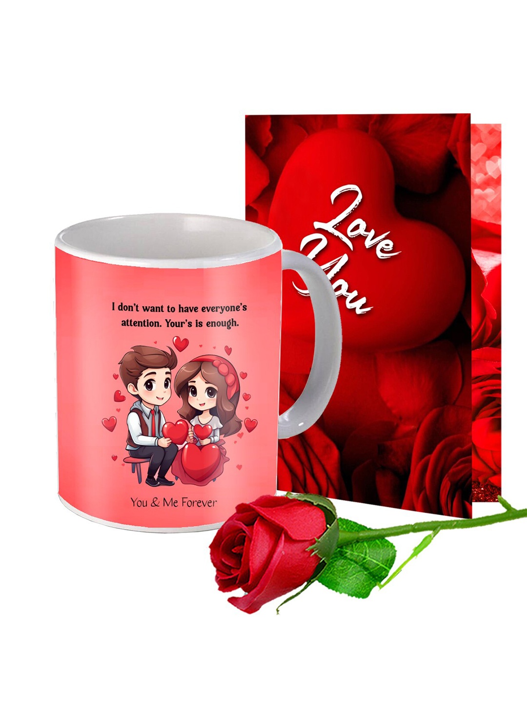 

Me & You Red & Pink 3 Pieces Valentine Day Printed Home Gift Set