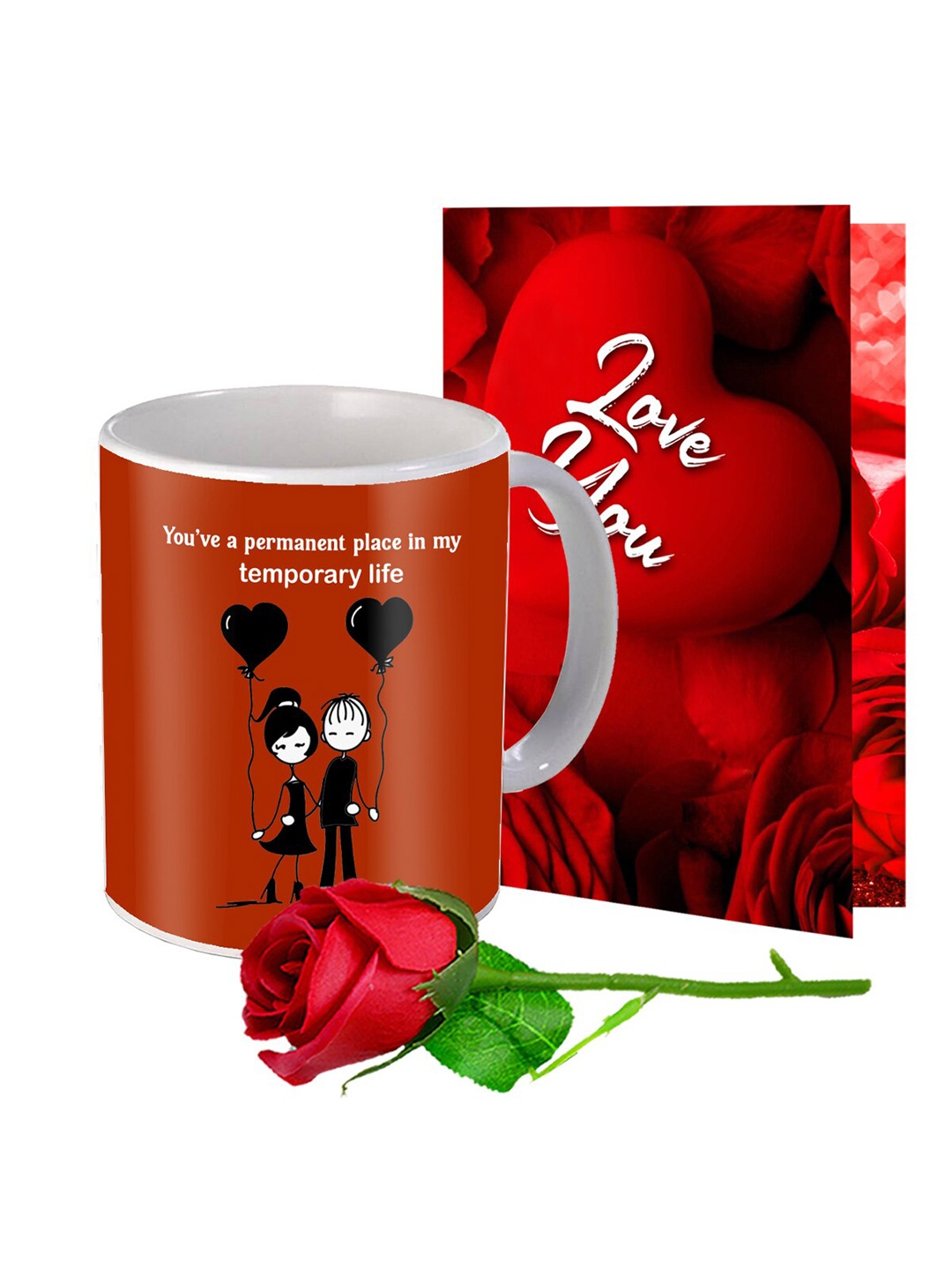 

Me & You Red & White 3 Pieces Valentine Day Printed Home Gift Set