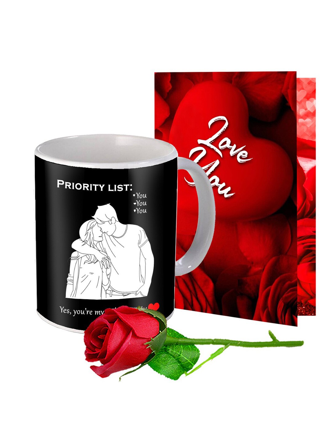 

ME & YOU 3-Pcs Red & Black Printed Printed Valentine Day Gift Set with Coffee Mug