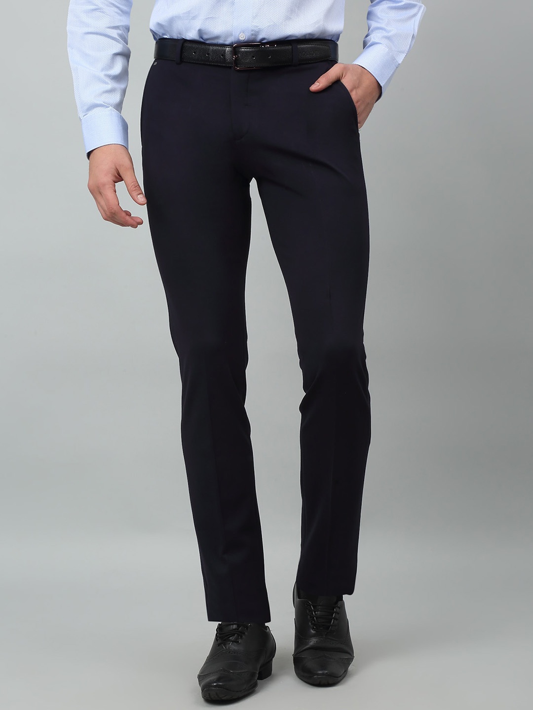 

Cantabil Men Mid Rise Cotton Trousers, Navy blue