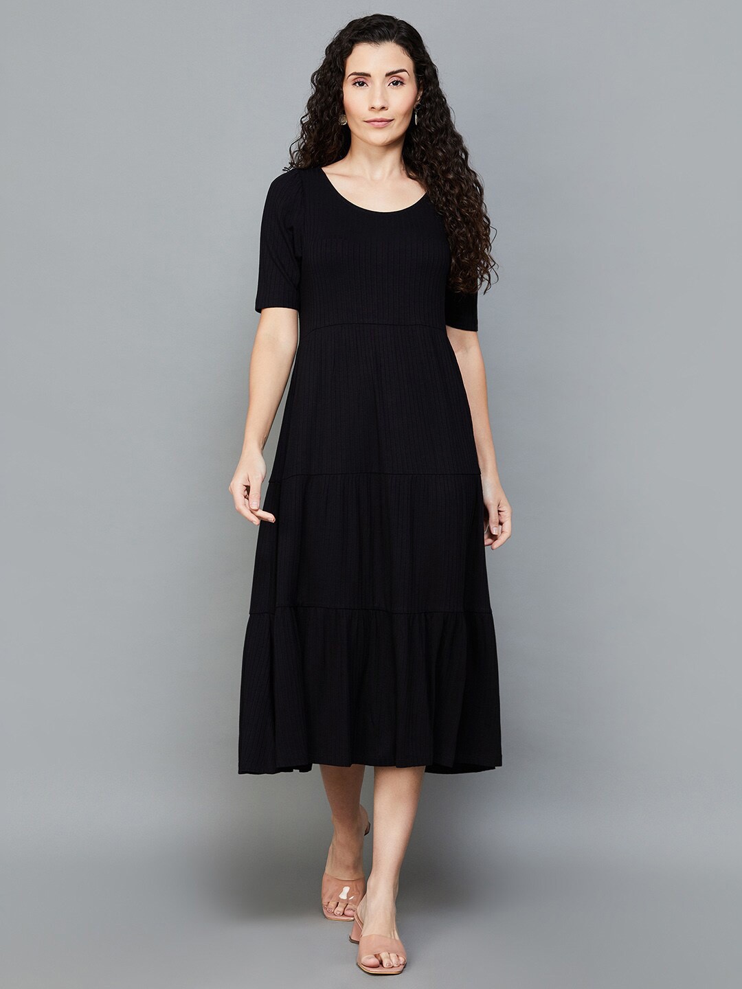 

CODE by Lifestyle Short Sleeves Fit & Flare Short Dress, Black