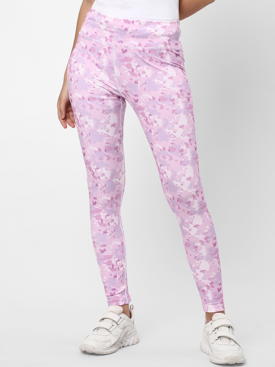 

R&B Women Printed Ankle Length Tights, Purple