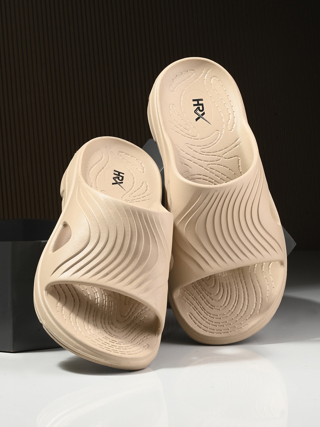 

HRX by Hrithik Roshan Men Beige Textured Slip On Sliders
