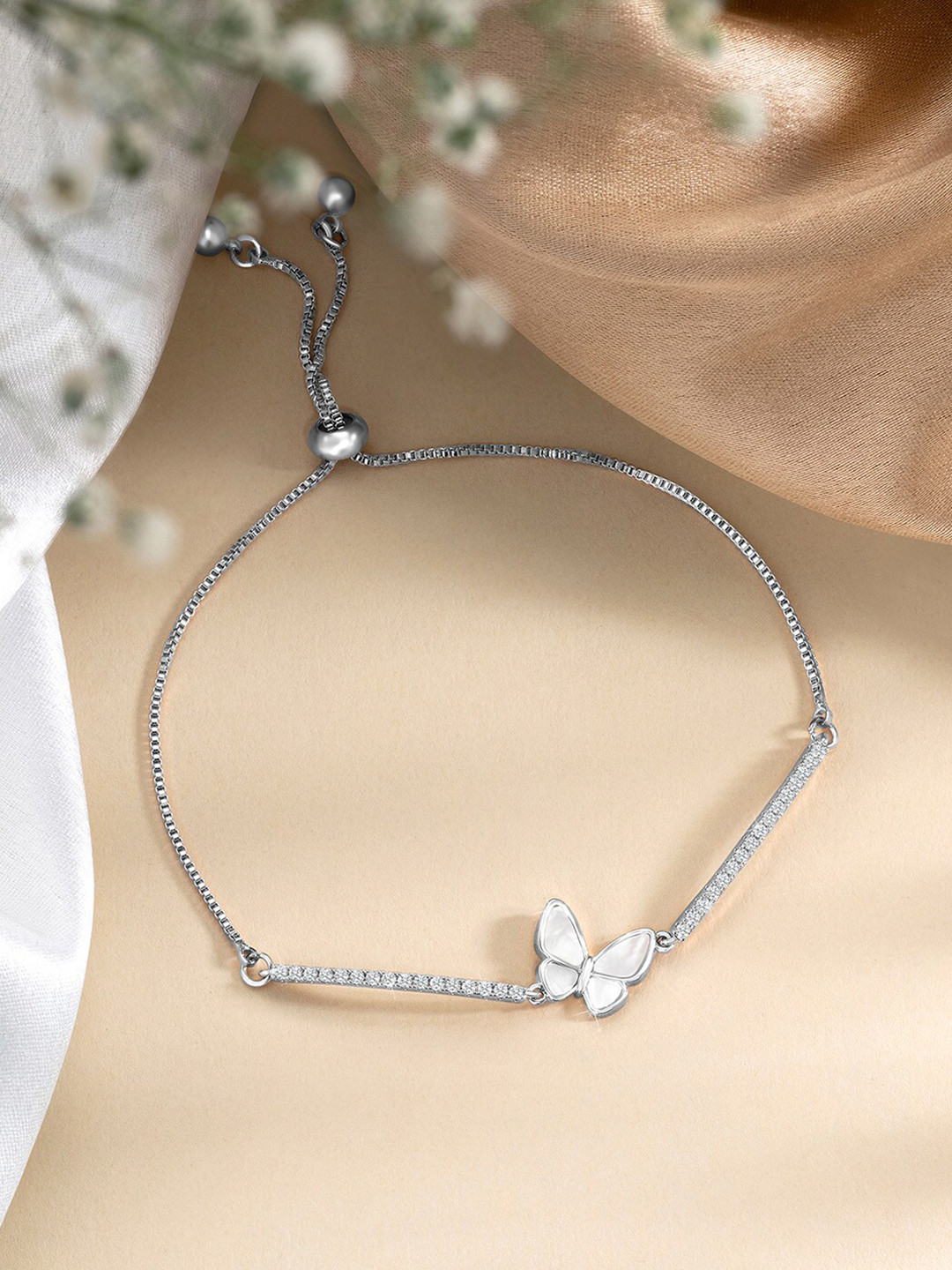 

Peora Cubic Zirconia Silver-Plated Charm Bracelet