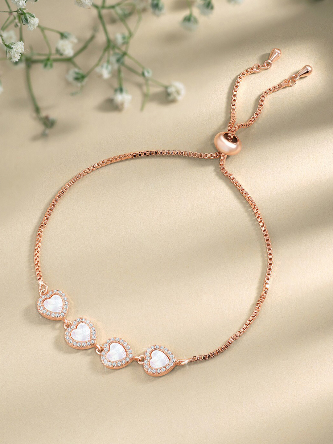 

Peora Cubic Zirconia Rose Gold-Plated Charm Bracelet