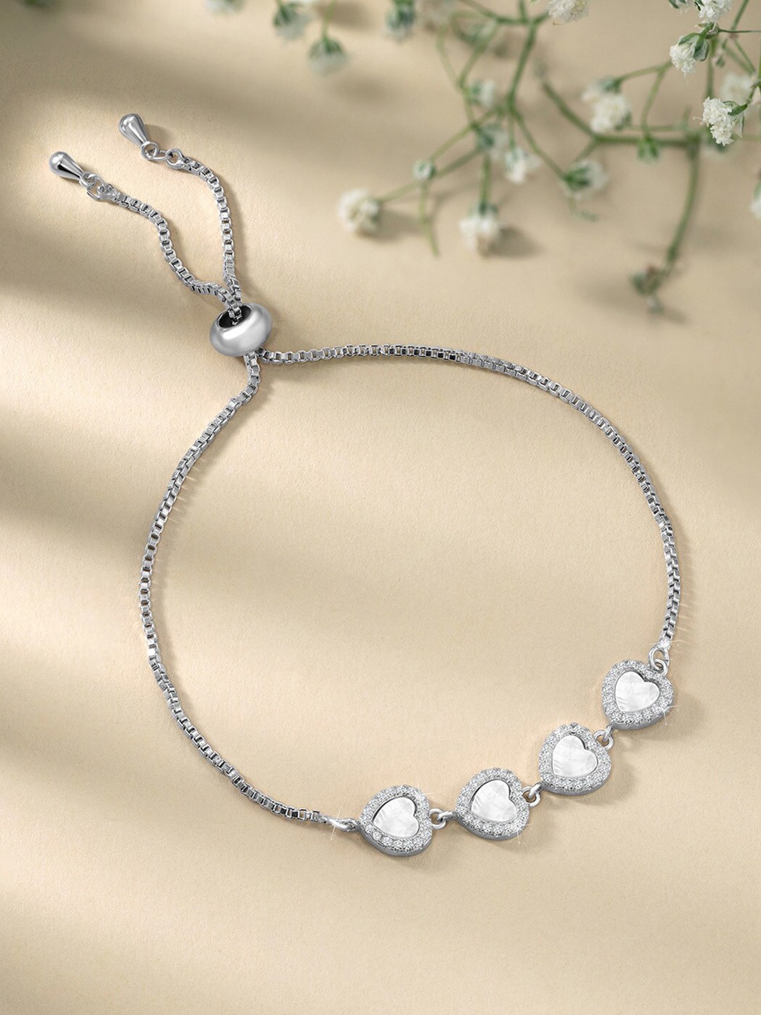 

Peora Cubic Zirconia Silver-Plated Charm Bracelet