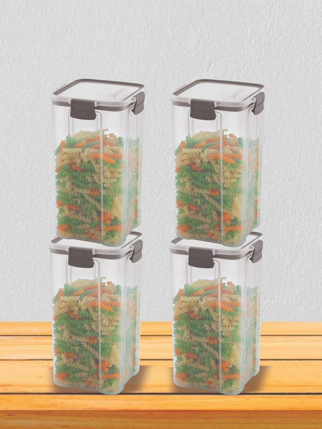 

MAGNUS Grey & Transparent 4 Pieces Modulock BPA Free & Airtight Food Containers 1.4 L