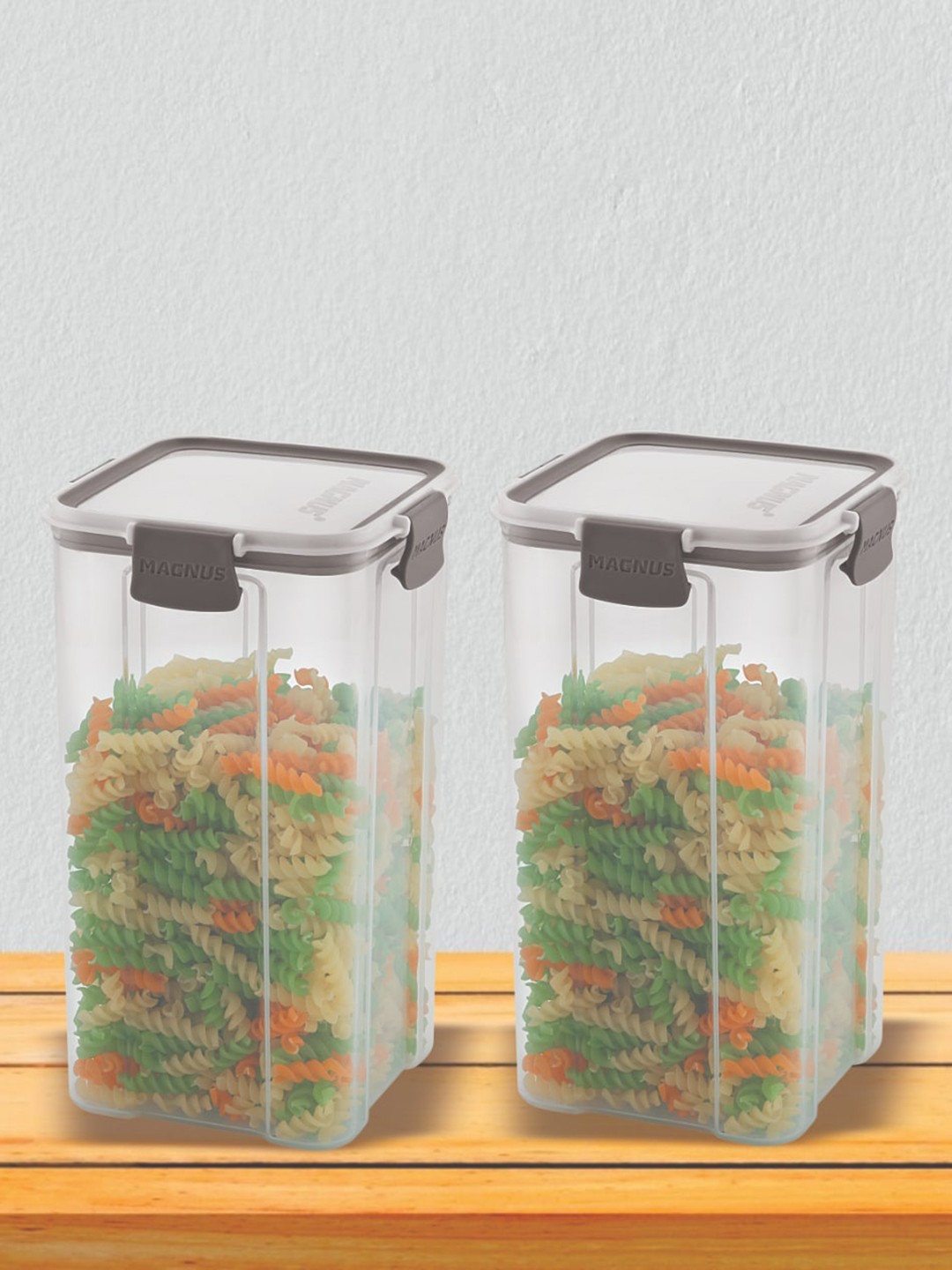 

MAGNUS Grey & Transparent 2 Pieces Modulock BPA Free & Airtight Food Containers 1.4 L