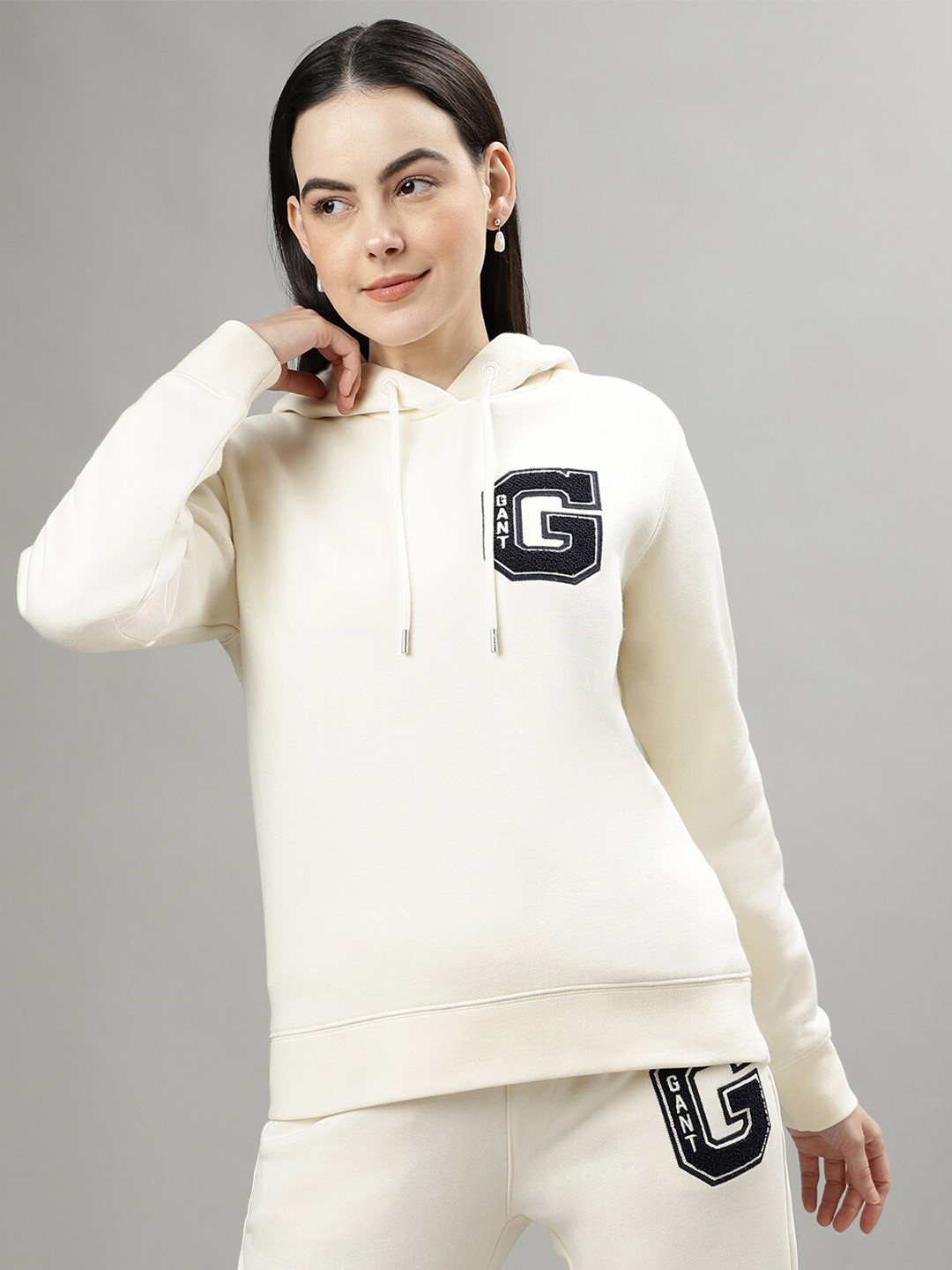

GANT Solid Hooded Regular Fit Sweatshirt, Cream