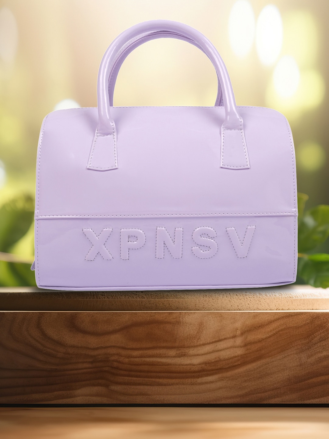 

XPNSV Typography Textured Structured Handheld Bag, Purple