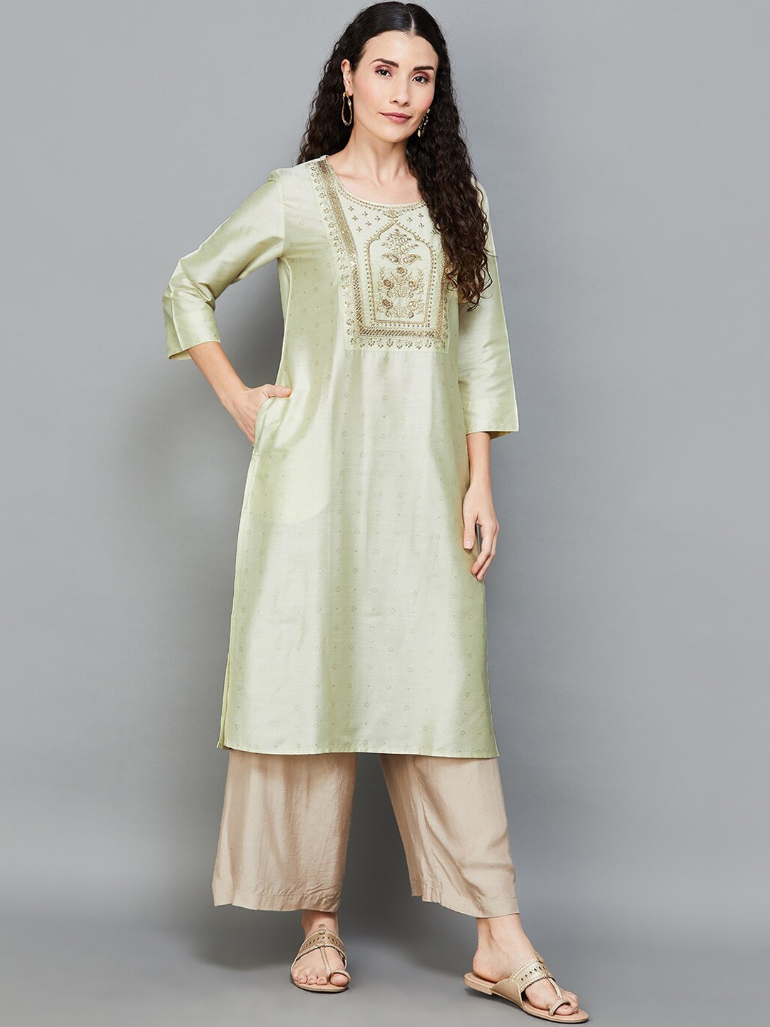 

Melange by Lifestyle Embroidered Kurta, Green