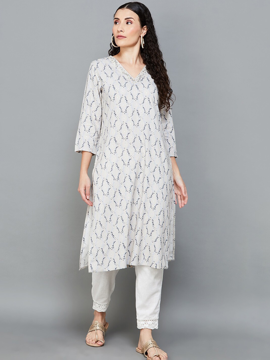 

Melange by Lifestyle Printed Kurta, Grey