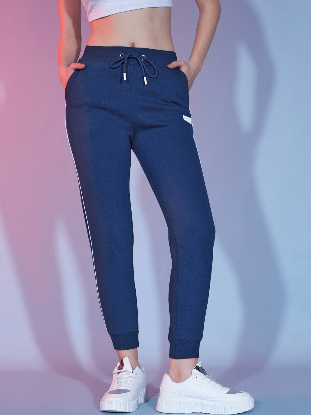 

DressBerry Women Regular Fit High-Rise Joggers, Navy blue