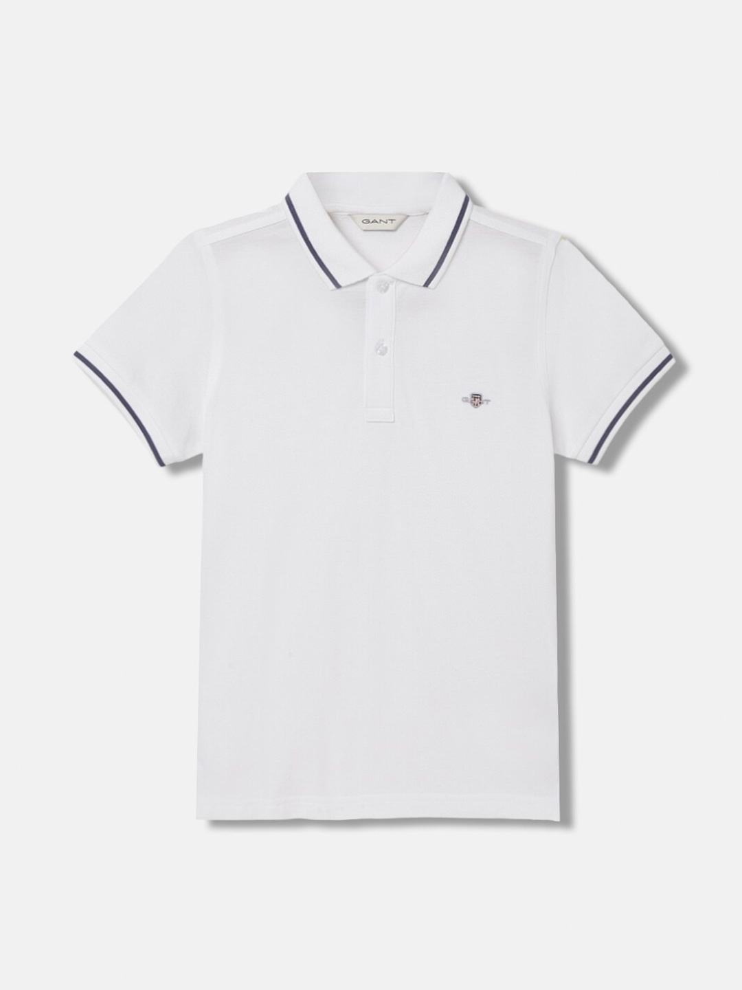 

GANT Solid Polo Neck Regular Fit T-Shirt, White