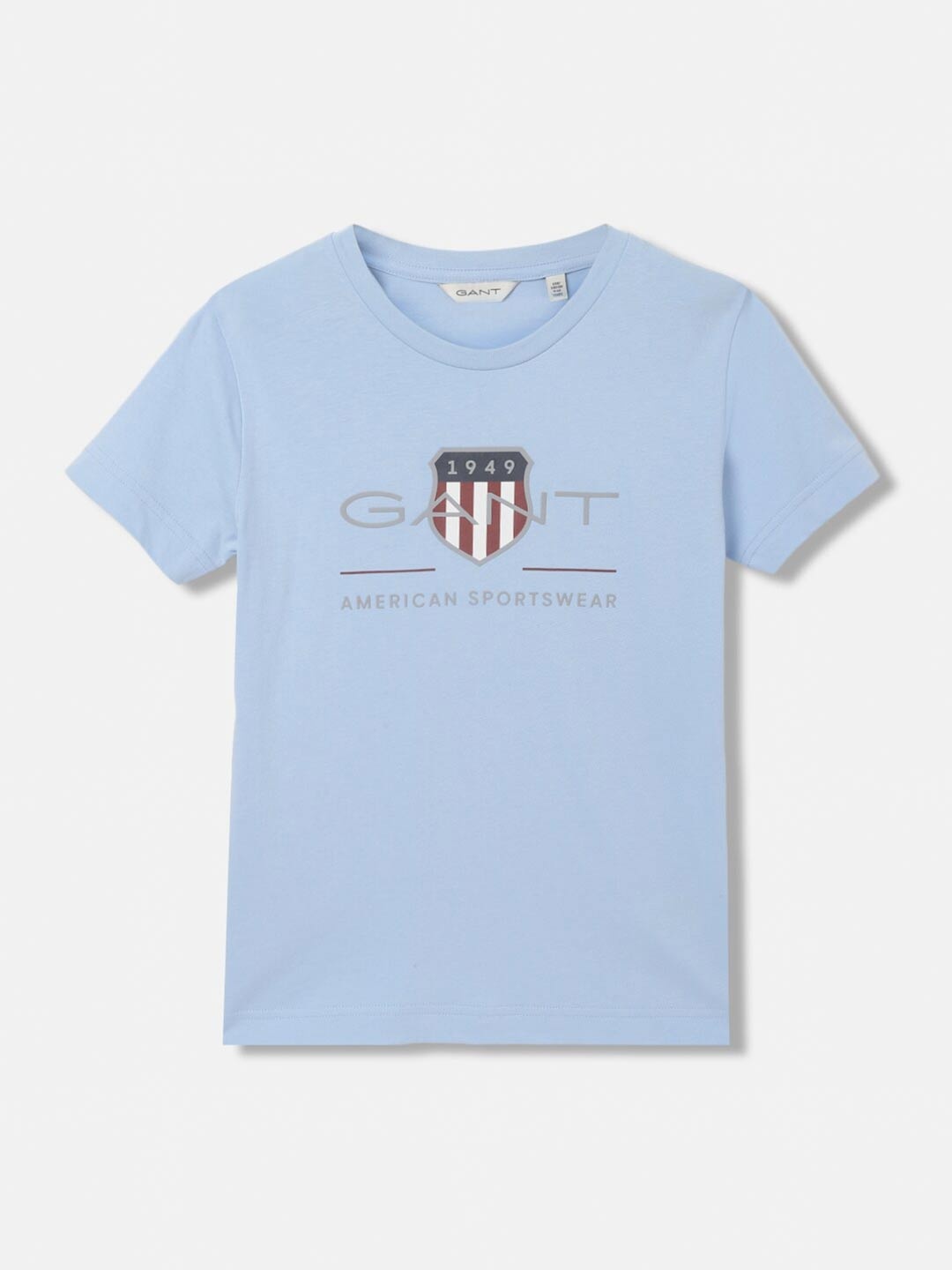 GANT Solid Round Neck Regular Fit T-Shirt, Blue
