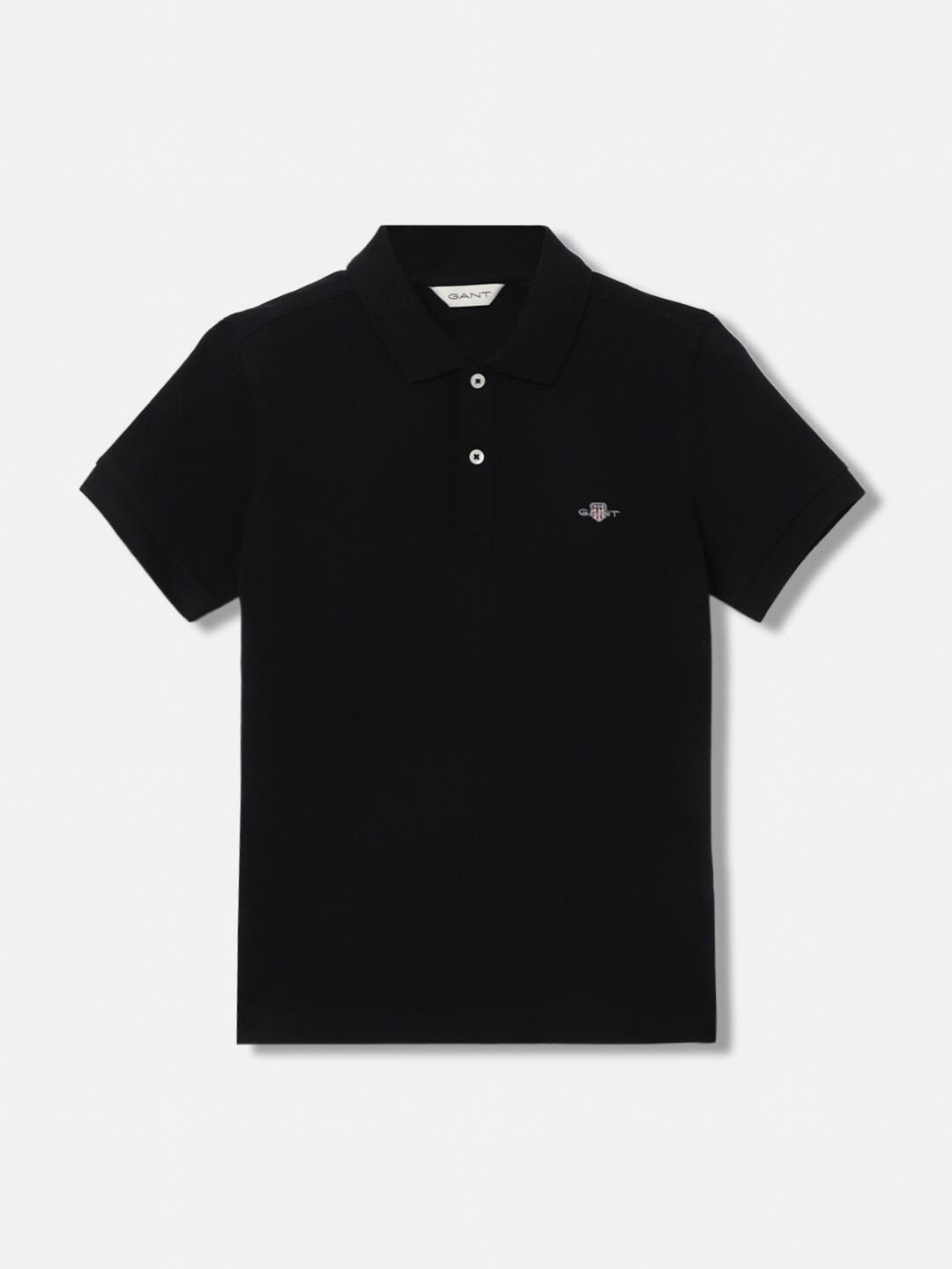 

GANT Solid Polo Neck Regular Fit T-Shirt, Black