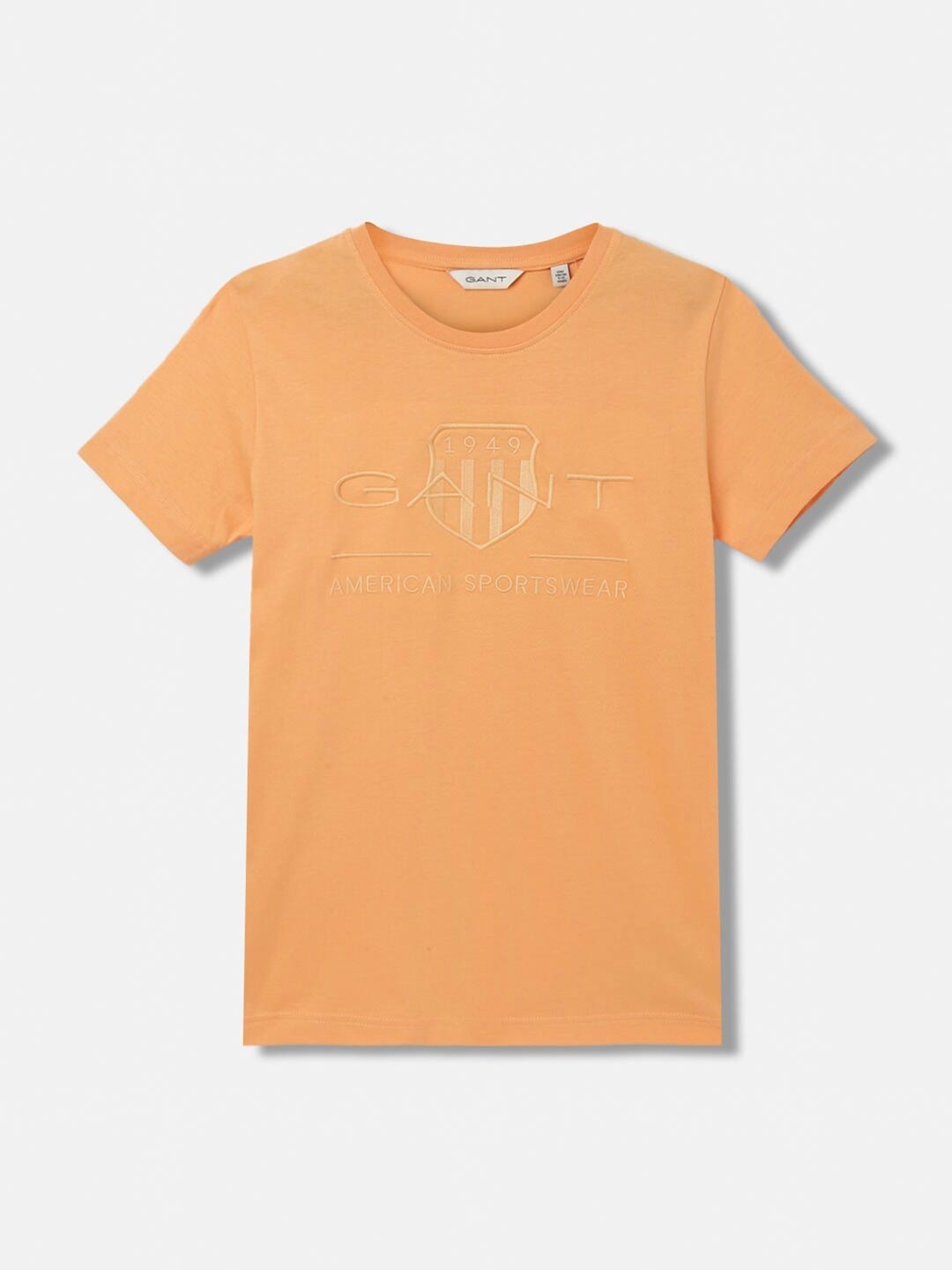 

GANT Solid Round Neck Regular Fit T-Shirt, Orange