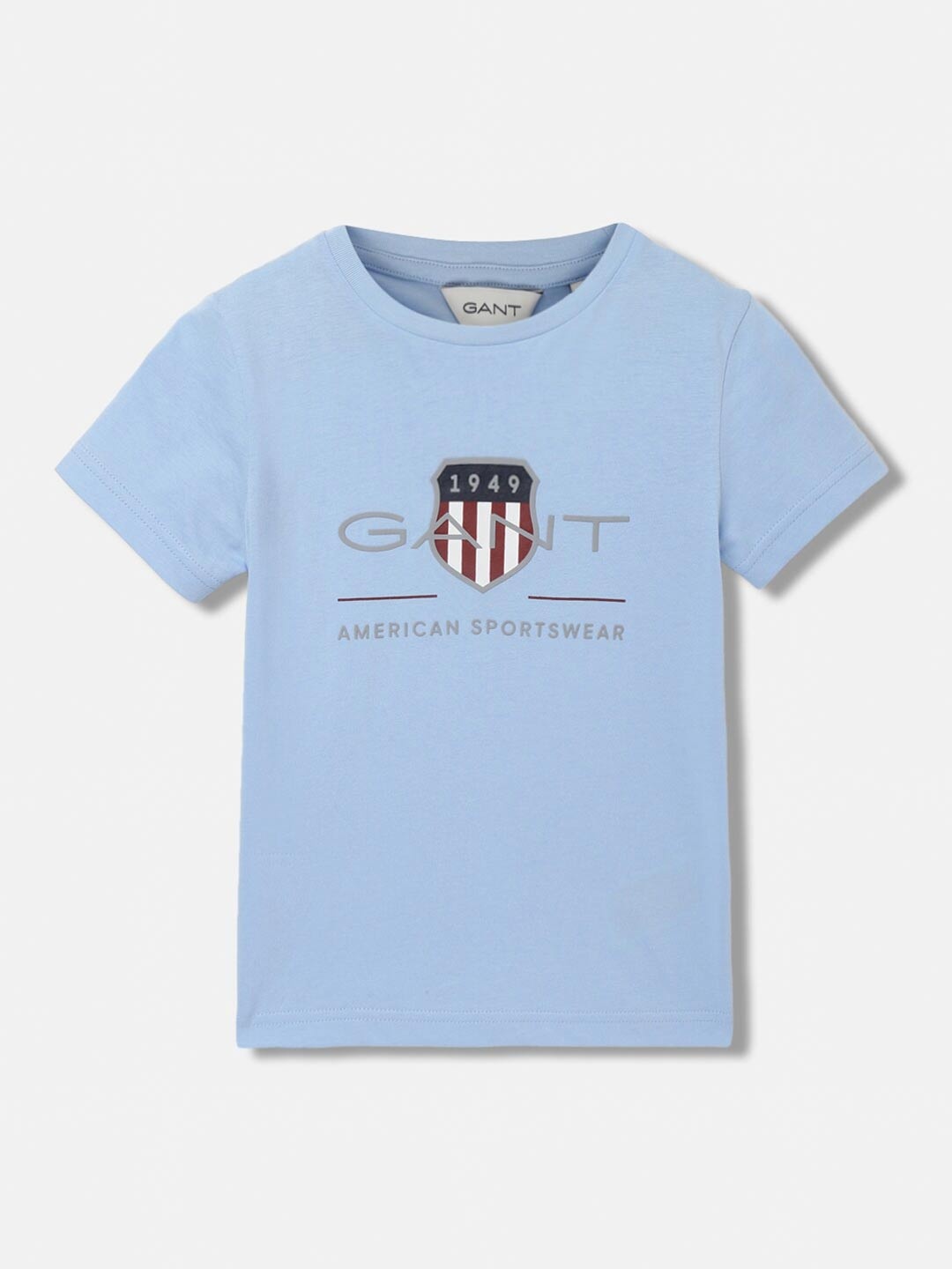 GANT Solid Round Neck Regular Fit T-Shirt, Blue