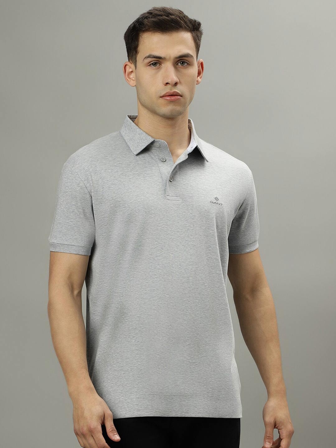 

GANT Polo Collar Slim Fit Pure Cotton T-shirt, Grey