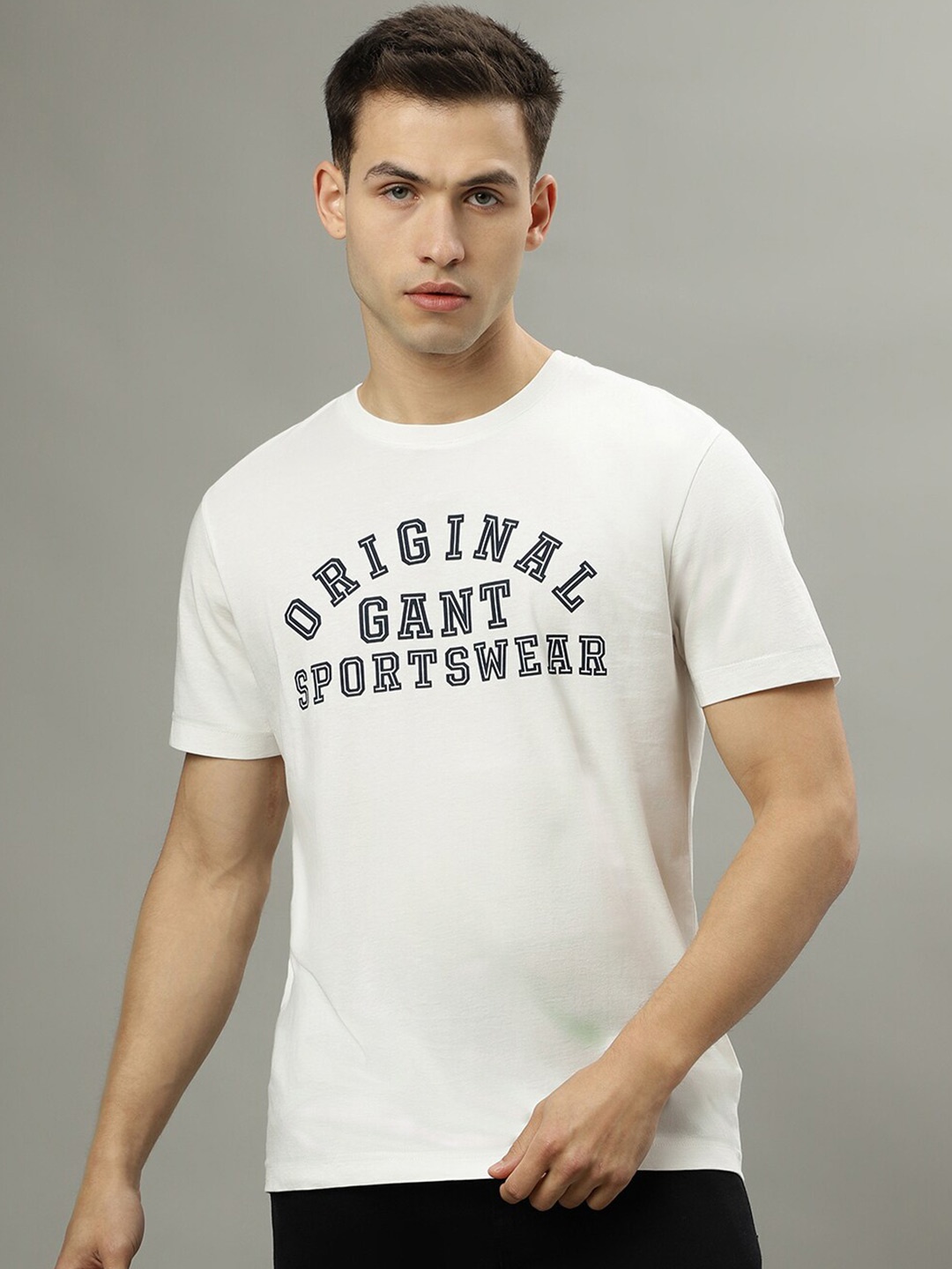 

GANT Typography Printed Pure Cotton T-shirt, Off white
