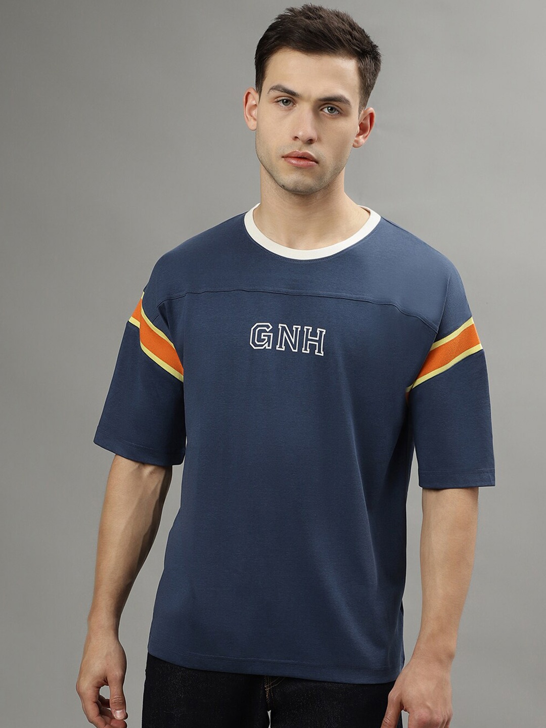 

GANT Relaxed Fit Cutline Chest Round Neck T-Shirt, Navy blue