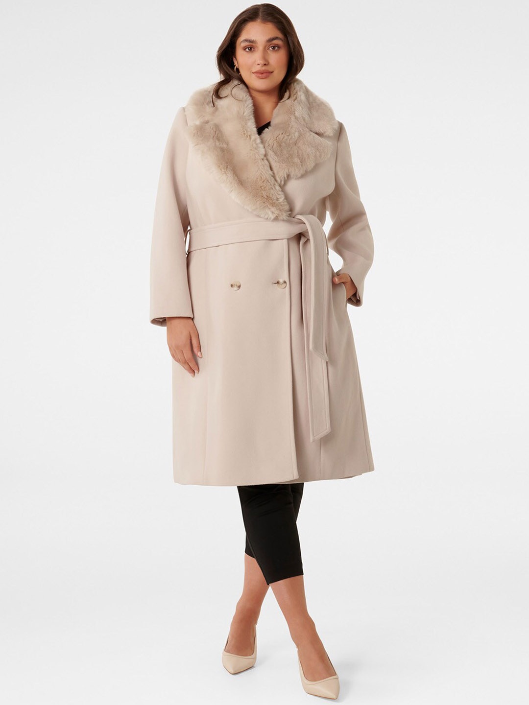 

Forever New Double-Breasted Trench Coat, Cream