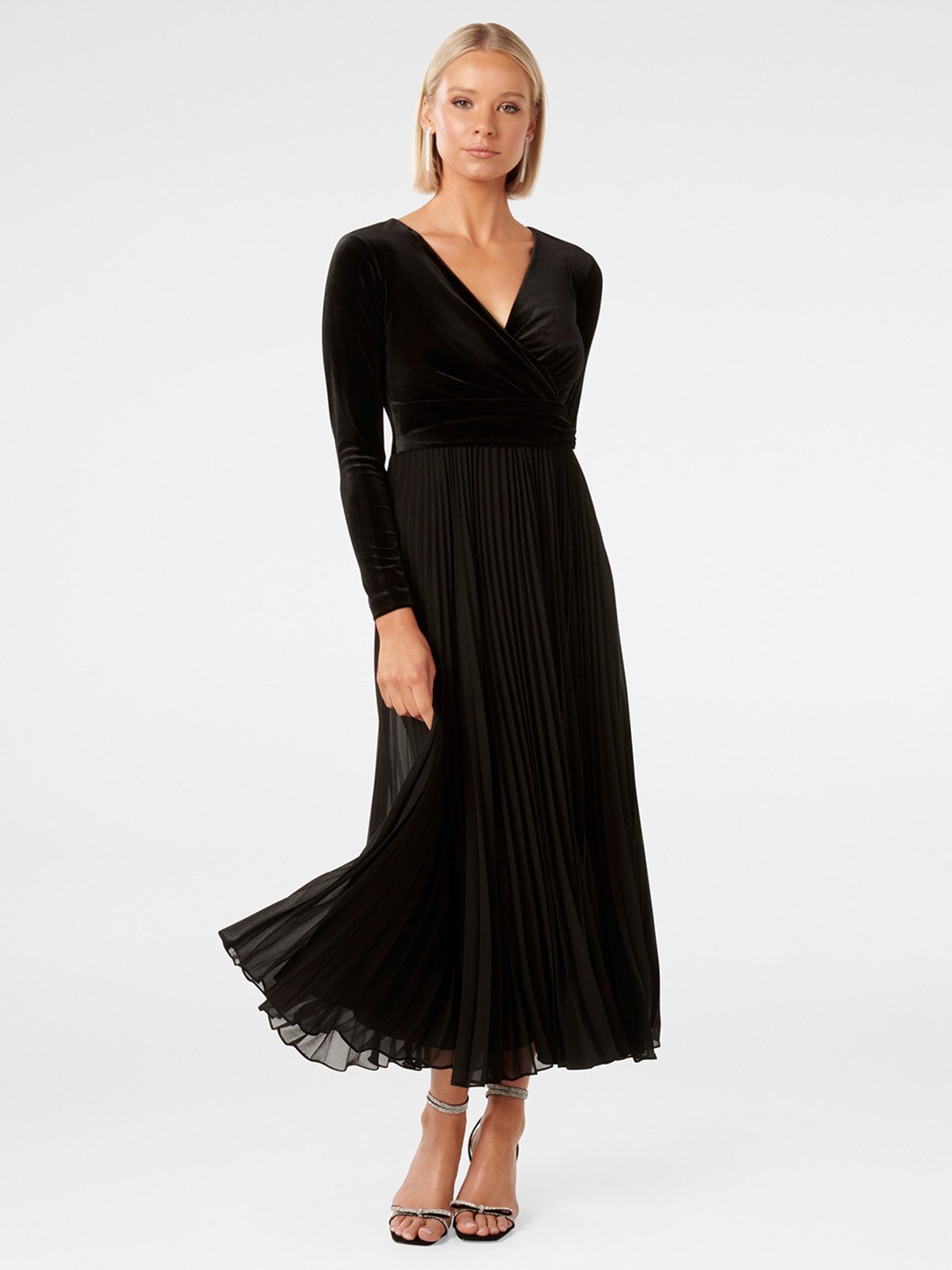 

Forever New V-Neck Flared Fit & Flare Maxi Dress, Black