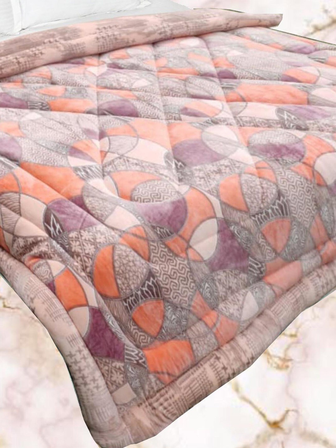 

Signature Bellagio Beige & Orange Microfiber Heavy Winter Single Bed Quilt
