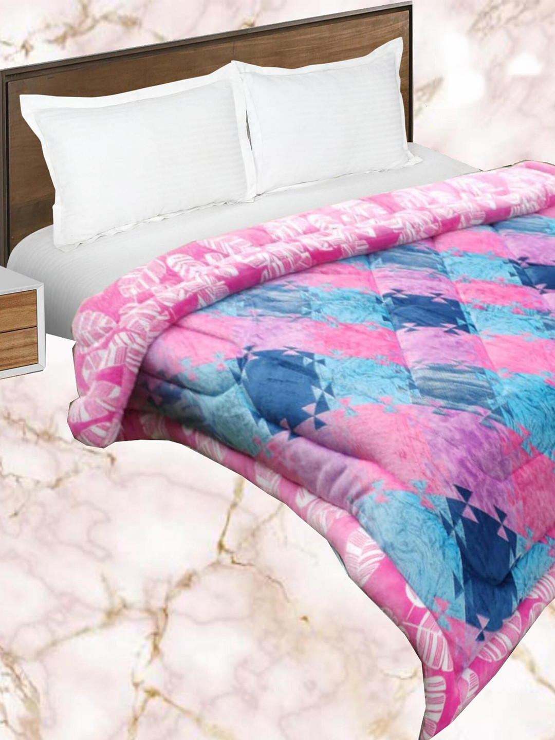 

Signature Bellagio Blue & Pink Microfiber Heavy Winter Single Bed Quilt