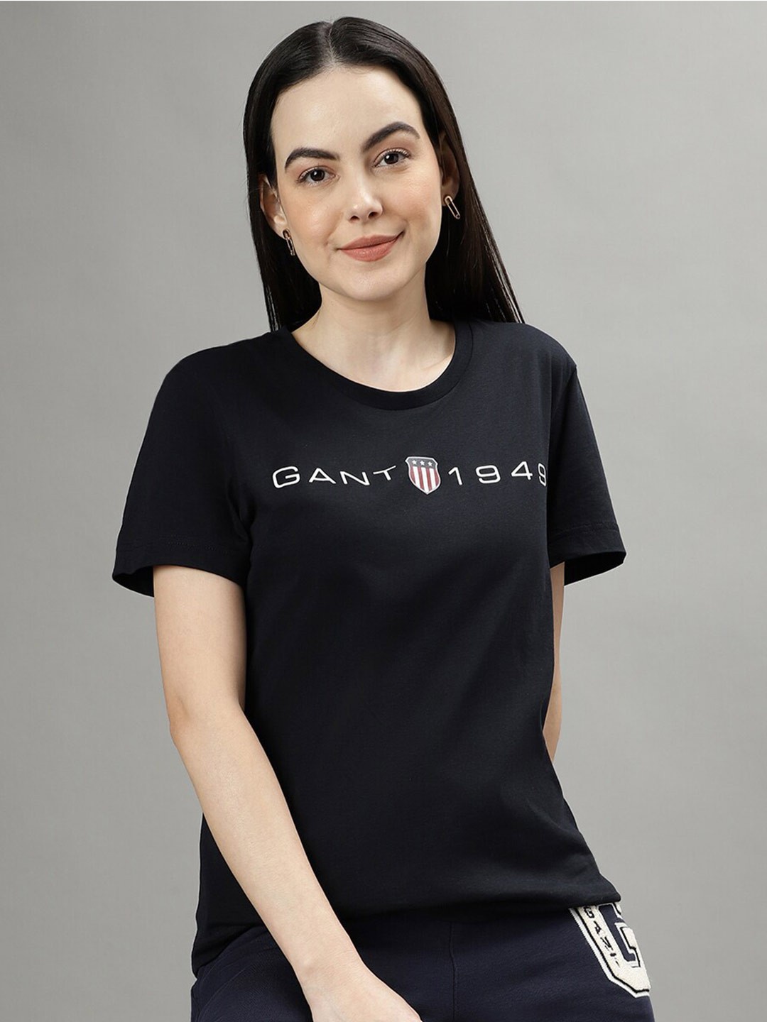 

GANT Solid Round Neck Regular Fit T-Shirt, Black