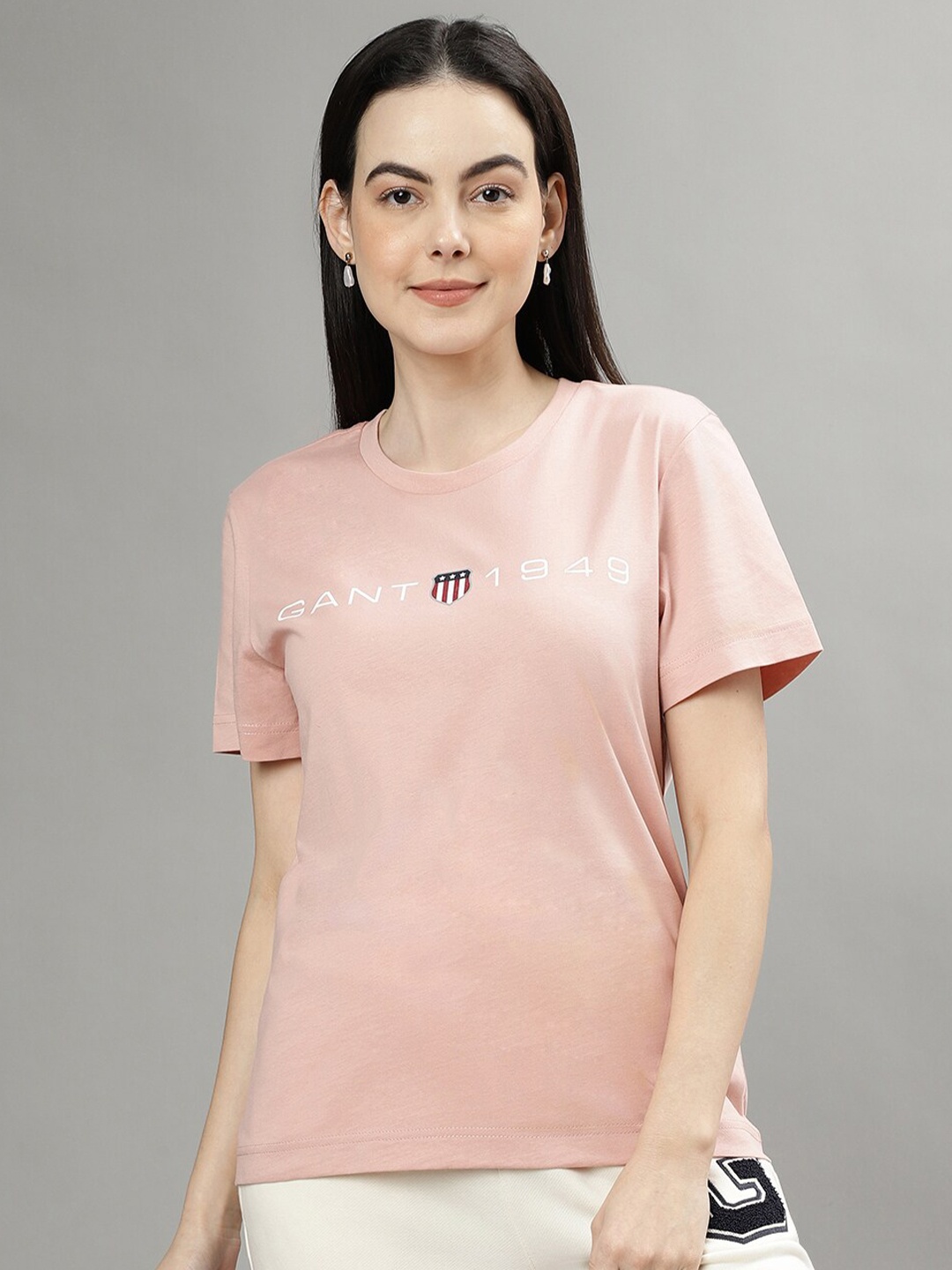

GANT Solid Round Neck Regular Fit T-Shirt, Pink