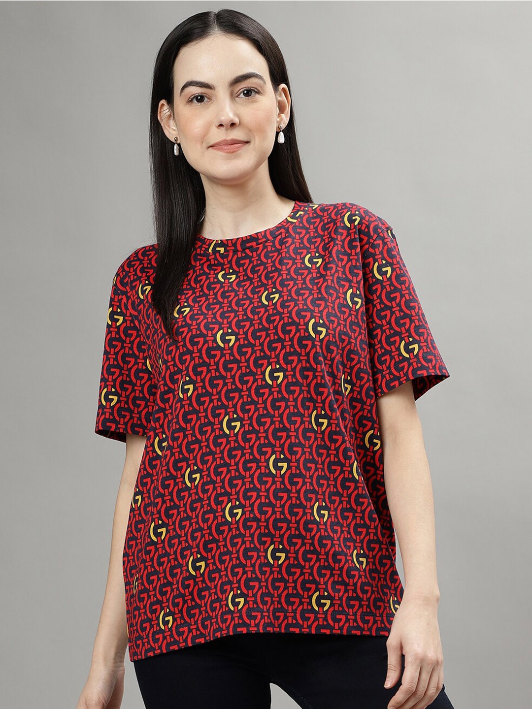 

GANT Logo Print Round Neck Regular Fit T-Shirt, Red