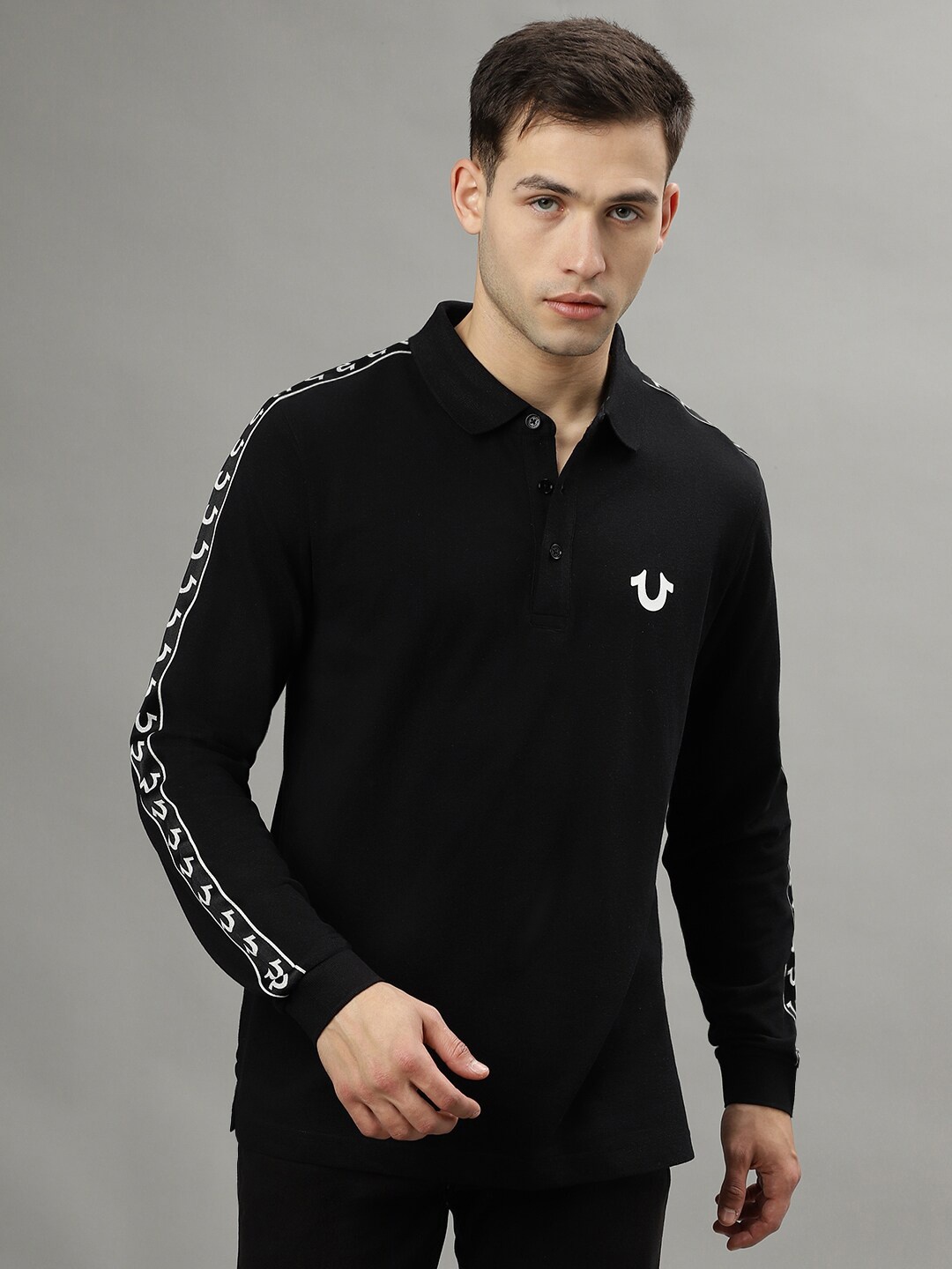 

True Religion Polo Collar Pure Cotton T-shirt, Black