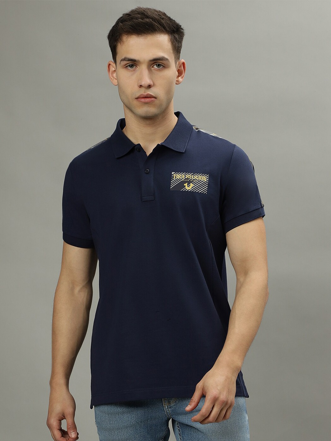 

True Religion Polo Collar Short Sleeves T-Shirt, Navy blue