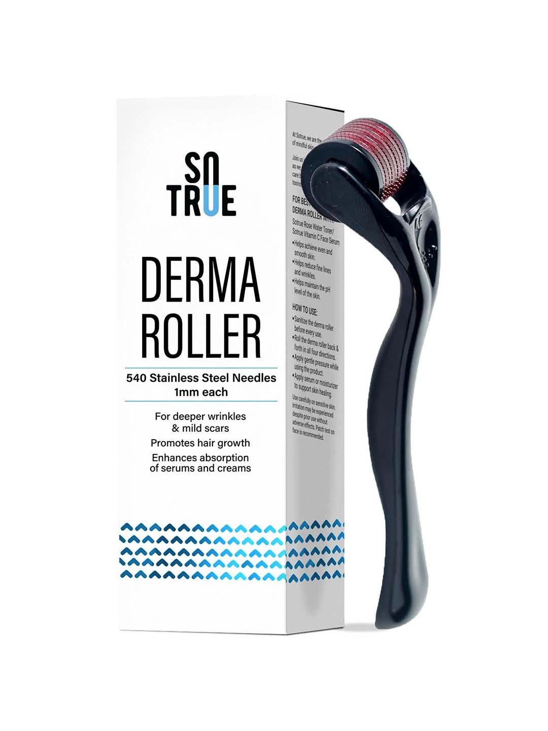 

SOTRUE Derma Roller For Hair Growth With 1mm 540 Stainless Steel Needles, Black