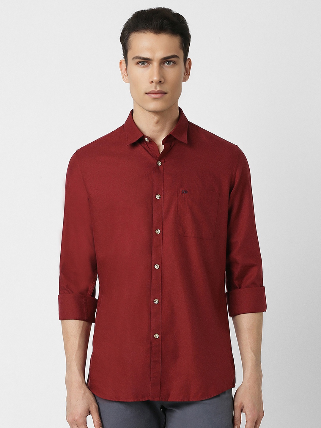 

Peter England Casuals Men Red Slim Fit Casual Shirt