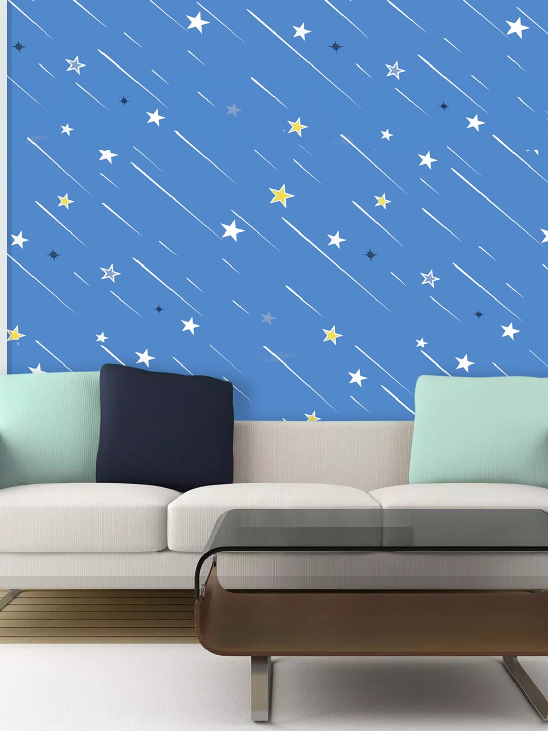 

Wollzo Blue & White Abstract Printed Wall Sticker