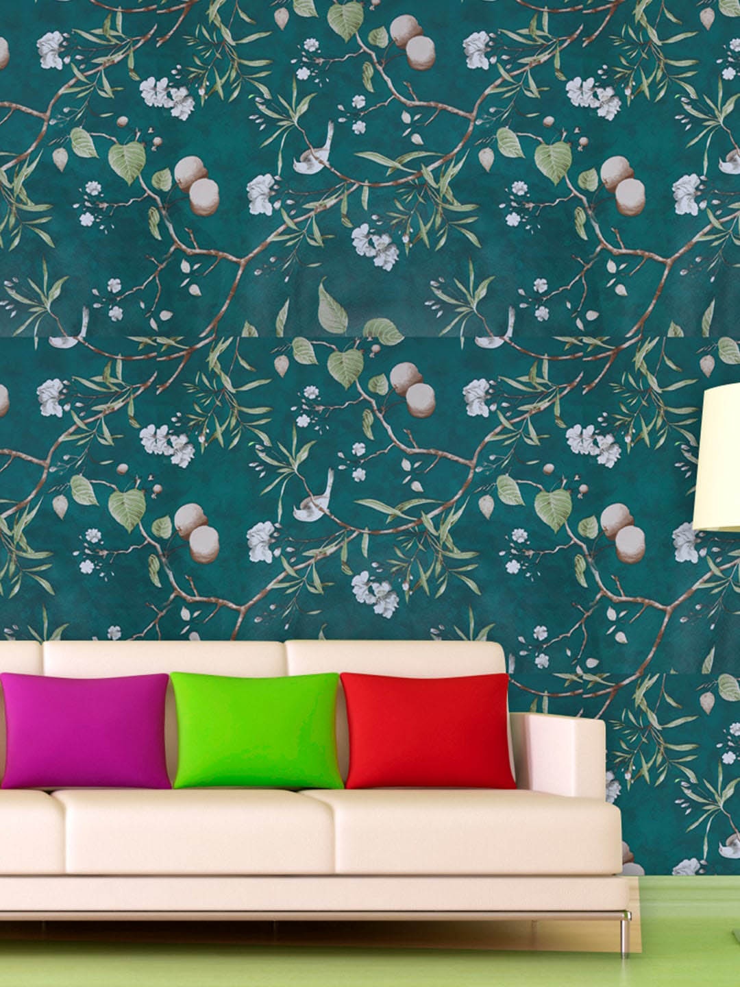 

Wollzo Green & White Floral and Botanical Printed Wall Sticker