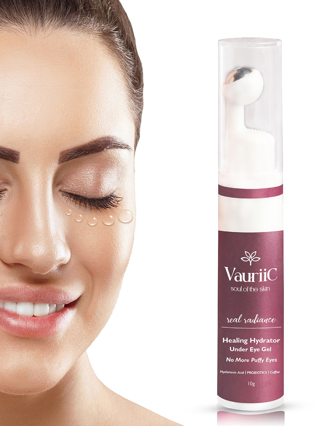 

VauriiC Real Radiance Coffee Under Eye Cream Gel For Dark Circles - 10g, White