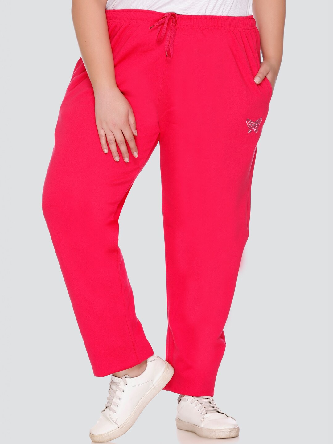 

CUPID Women Plus Size Cotton Fleece Winter Wear Track Pants, Pink