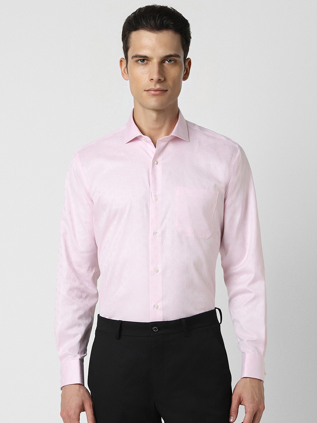 

Van Heusen Self Design Slim Fit Pure Cotton Formal Shirt, Pink